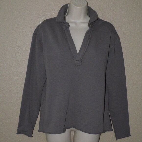 $238 Sz S Frank & Eileen Gray Triple Fleece Patrick Popover Henley Sweatshirt - Picture 2 of 7